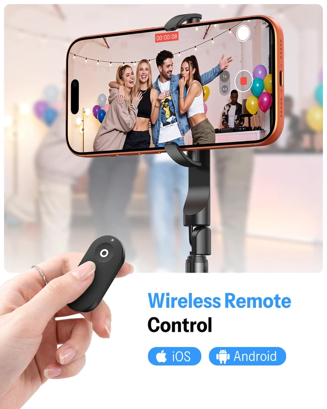 Alt view image 3 of 7 - OMOTON 68" Magnetic Phone Tripod with Remote, Selfie Stick for iPhone Black