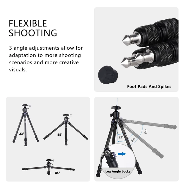 Alt view image 5 of 6 - AOKA Carbon Fiber Mini Travel Tripod with 360° Ball Head