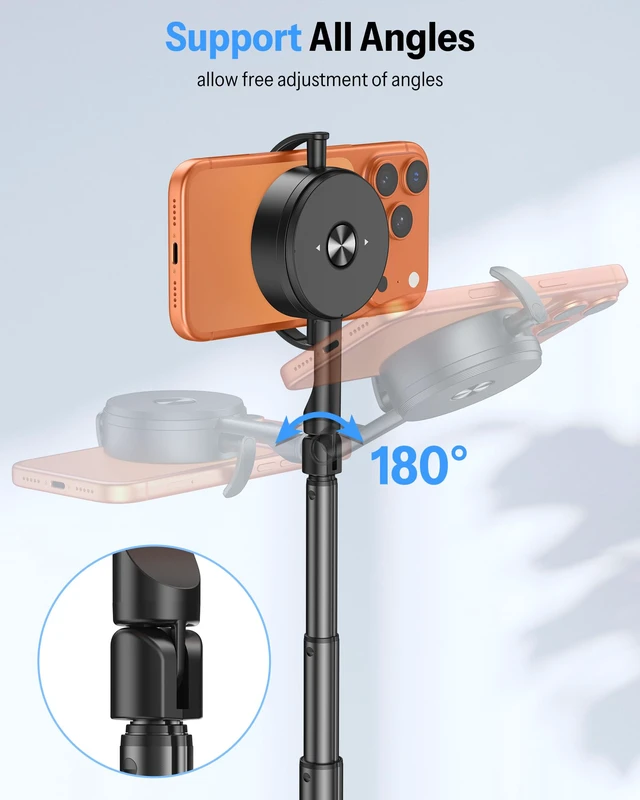 Alt view image 5 of 7 - OMOTON 68" Magnetic Phone Tripod with Remote, Selfie Stick for iPhone Black