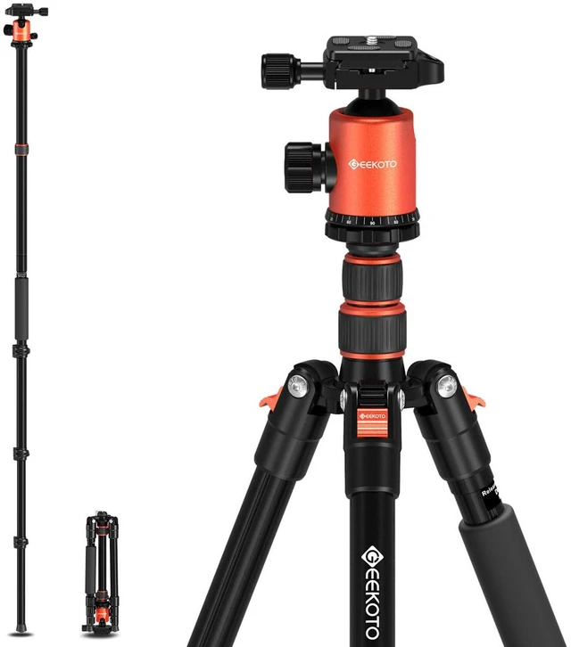 Main image of GEEKOTO 77 Tripod, Camera Tripod for DSLR, Compact Aluminum Tripod with 360 Degree Ball Head and 8kgs Load for Travel and Work