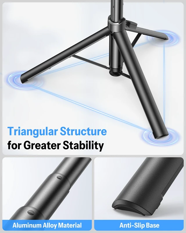 Alt view image 6 of 7 - OMOTON 68" Magnetic Phone Tripod with Remote, Selfie Stick for iPhone Black