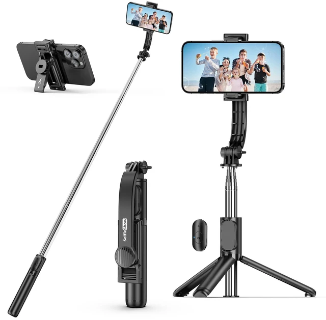 Main image of SelfieShow Selfie Stick, Extendable Selfie Stick Tripod with Wireless Remote and Tripod Stand, Portable, Lightweight, Compatible with iPhone 17 16 15 14 13 12 Pro Xs Max/Samsung Smartphone and More