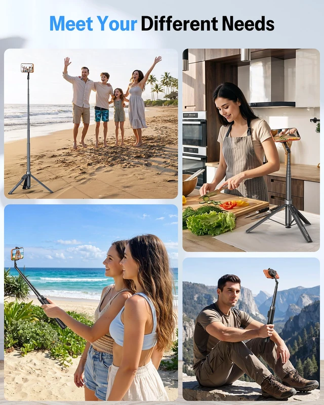 Alt view image 7 of 7 - OMOTON 68" Magnetic Phone Tripod with Remote, Selfie Stick for iPhone Black