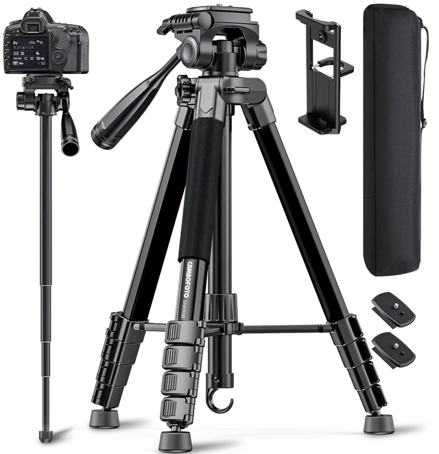 Main image of CAMBOFOTO 73" Camera Tripod and Monopod, Aluminum Tripod Stand/Black