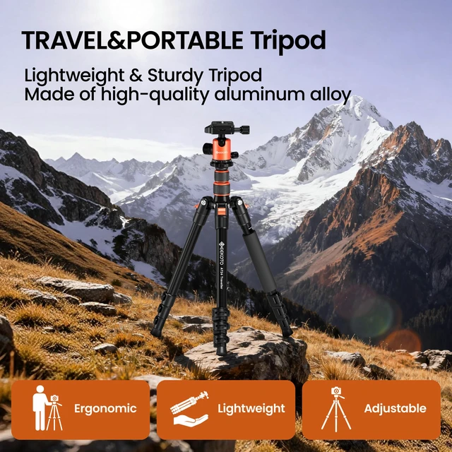 Alt view image 7 of 7 - GEEKOTO 77 Tripod, Camera Tripod for DSLR, Compact Aluminum Tripod with 360 Degree Ball Head and 8kgs Load for Travel and Work