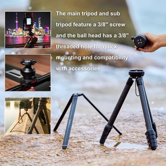Alt view image 5 of 7 - HEIPI Camera Tripod Carbon Fiber Travel Tripod with Arca-Swiss W28S