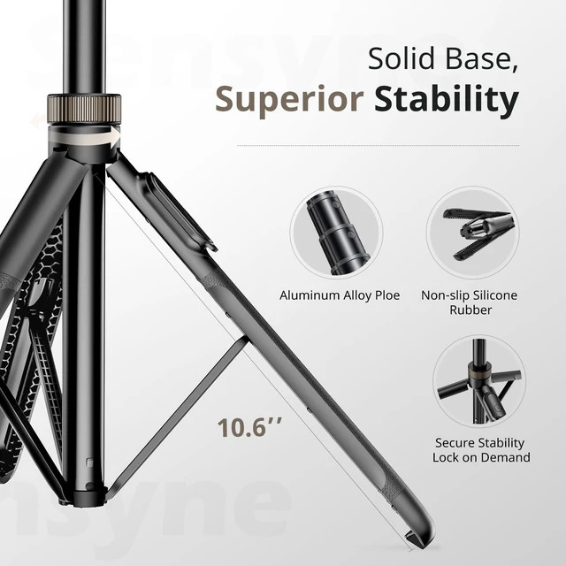 Alt view image 6 of 6 - Sensyne 72" Extendable Tripod for iPhone & Selfie Stick with Detachable Phone Holder & Wireless Remote, Compatible with All Cell Phones, Black