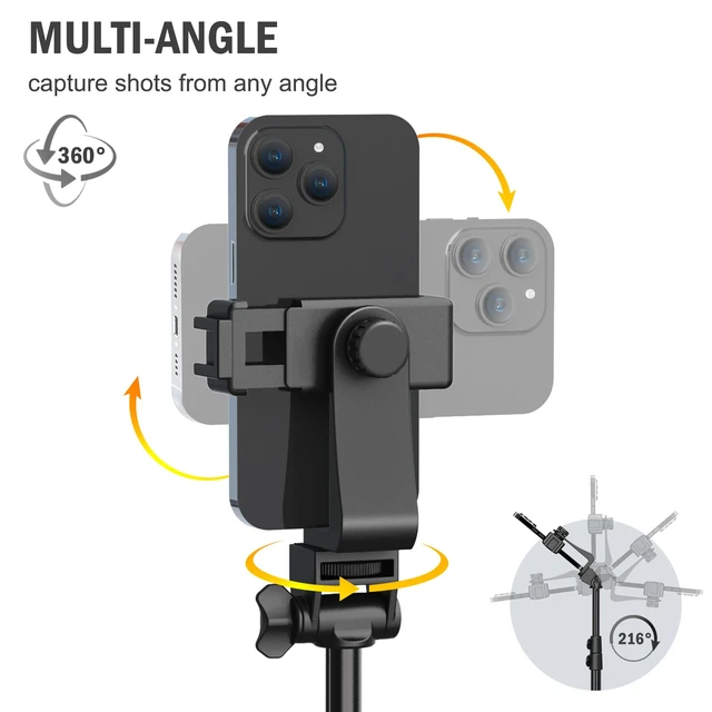Alt view image 3 of 6 - Liphisy 64 Tripod for Cell Phone & Camera with Remote and Phone Holder