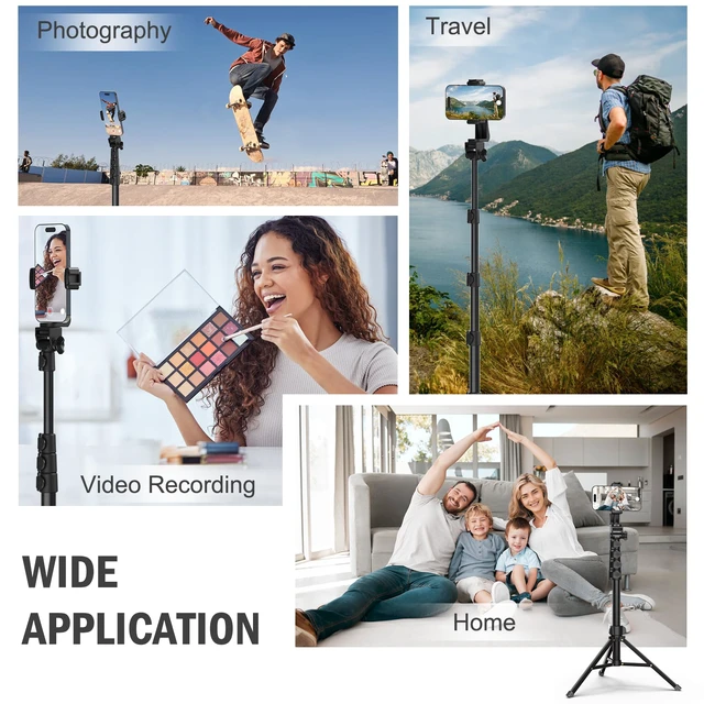 Alt view image 6 of 6 - Liphisy 64 Tripod for Cell Phone & Camera with Remote and Phone Holder