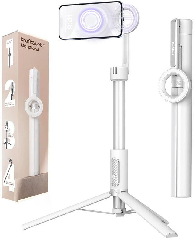 Main image of KraftGeek Magnetic Phone Tripod for iPhone, 64" Selfie Stick for Magsafe