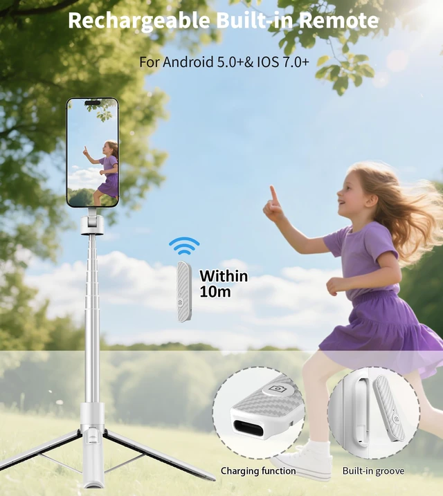 Alt view image 6 of 7 - TONEOF 68" Magnetic Aluminum Phone Tripod Selfie Stick for iPhone & Android