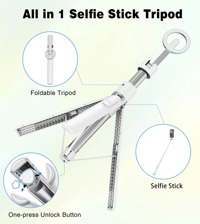 Alt view image 7 of 7 - TONEOF 68" Magnetic Aluminum Phone Tripod Selfie Stick for iPhone & Android