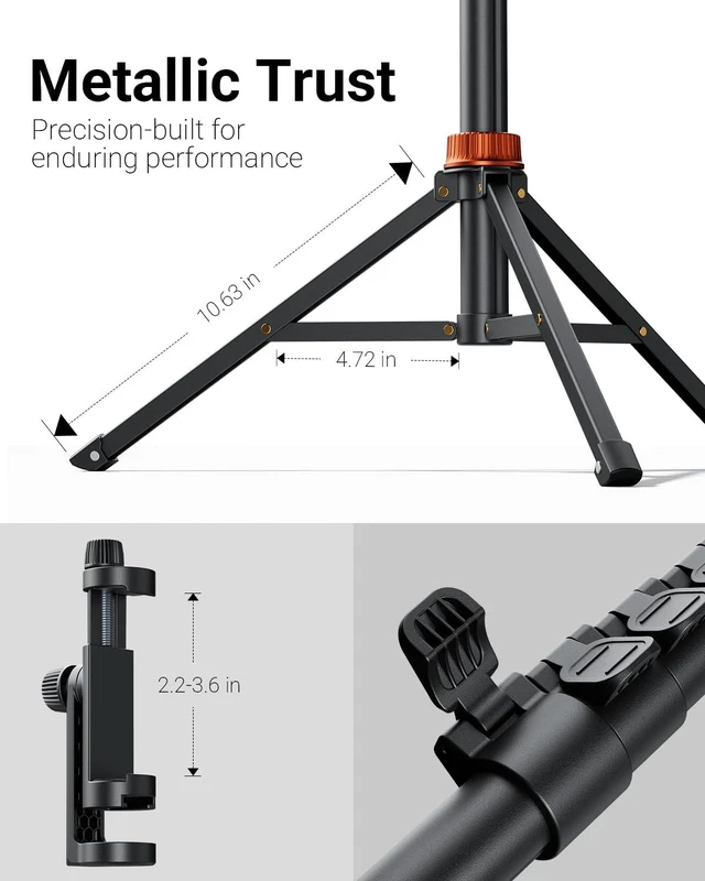 Alt view image 2 of 7 - VIMOSE 66" Phone Tripod, Tripod for iPhone with Remote & Phone Stand