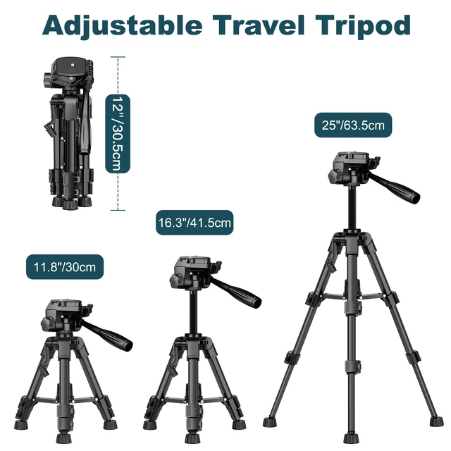 Alt view image 3 of 7 - JOILCAN Mini Tripod for Camera, 25" Tabletop Camera Tripod, Portable Travel Tripod with Phone/Tablet Holder, Lightweight Aluminum Tripods for DSLR Phone Spotting Scope