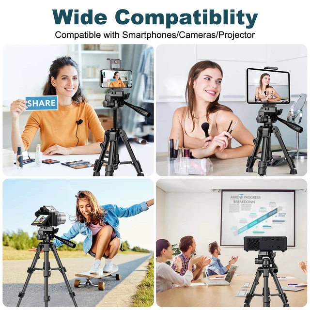 Alt view image 4 of 7 - JOILCAN Mini Tripod for Camera, 25" Tabletop Camera Tripod, Portable Travel Tripod with Phone/Tablet Holder, Lightweight Aluminum Tripods for DSLR Phone Spotting Scope