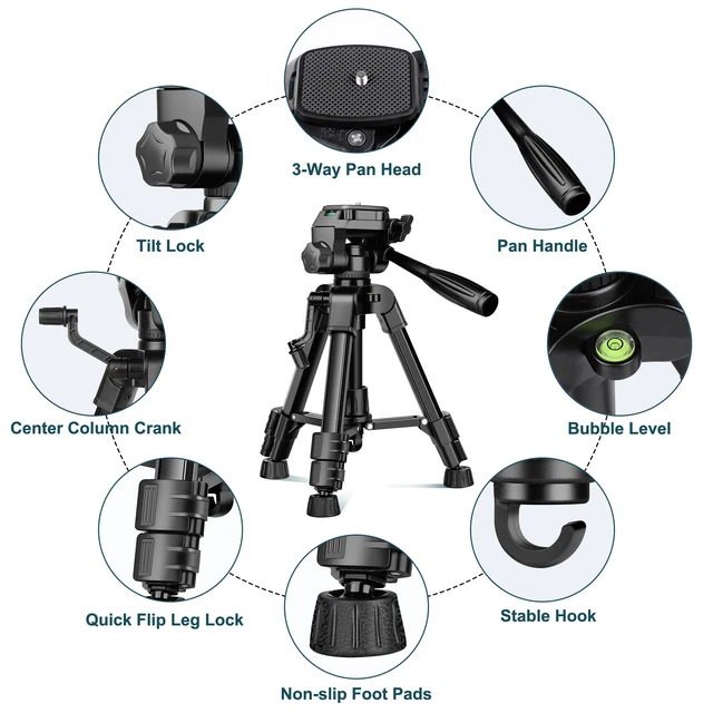 Alt view image 7 of 7 - JOILCAN Mini Tripod for Camera, 25" Tabletop Camera Tripod, Portable Travel Tripod with Phone/Tablet Holder, Lightweight Aluminum Tripods for DSLR Phone Spotting Scope