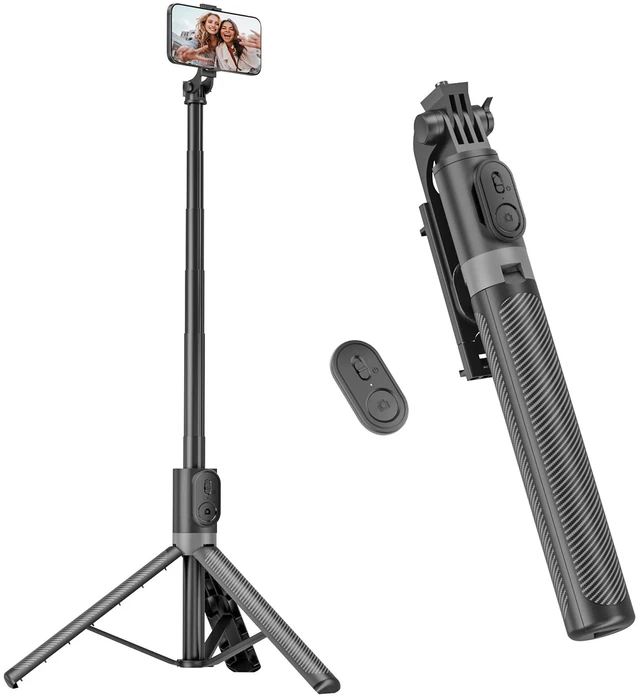 Main image of 71 Phone Tripod & Selfie Stick, Portable All in One Extendable Cell Phone Tripod Stand, with Wireless Remote Control for iPhone/Samsung/Android/Camera