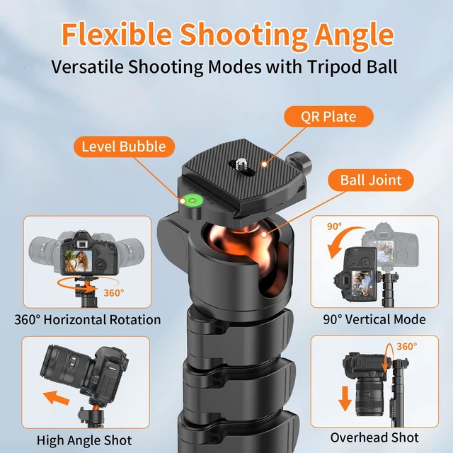 Alt view image 3 of 7 - XXZU 75" Camera Tripod,Aluminum Tripod for Camera Phone/Monopod with Remote