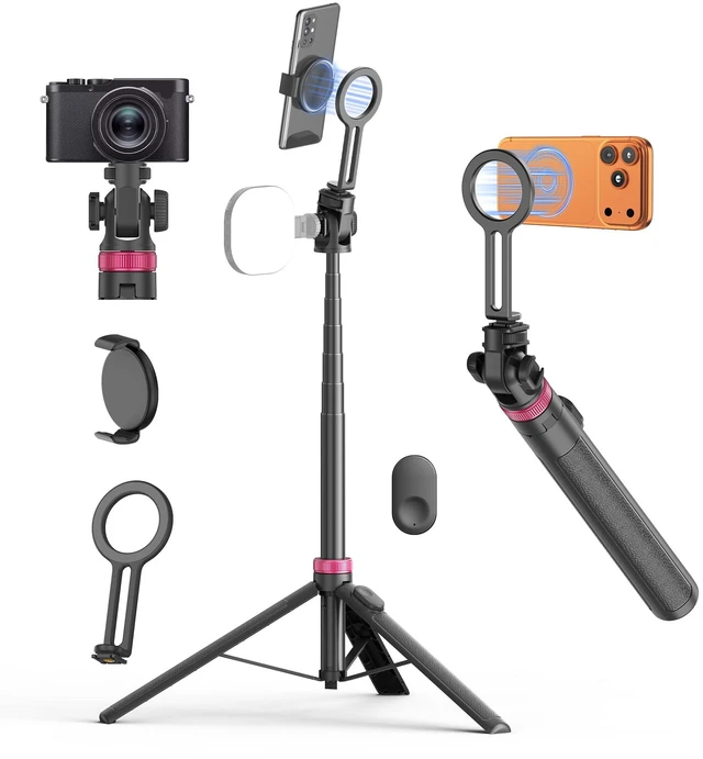 Main image of 69" Magnetic Phone Tripod Stand Selfie Stick with Remote & Phone Mount