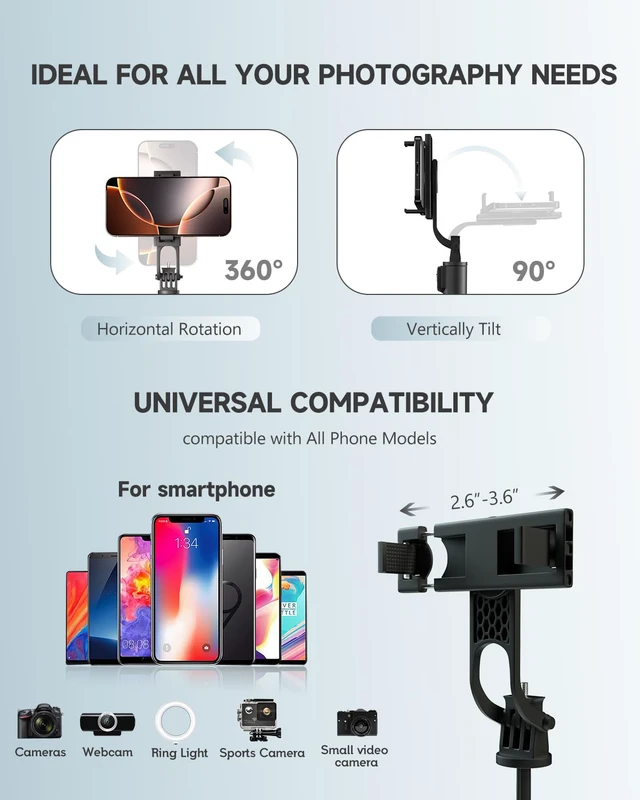 Alt view image 5 of 6 - 71 Phone Tripod & Selfie Stick, Portable All in One Extendable Cell Phone Tripod Stand, with Wireless Remote Control for iPhone/Samsung/Android/Camera