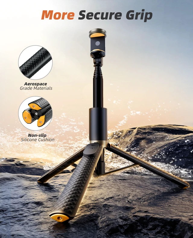 Alt view image 3 of 7 - Tripod for iPhone, Selfie Stick with Remote, Stable & Durable Phone Tripod