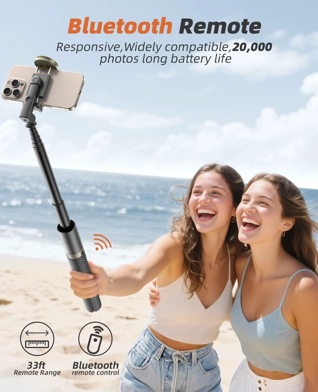 Alt view image 4 of 7 - Tripod for iPhone, Selfie Stick with Remote, Stable & Durable Phone Tripod