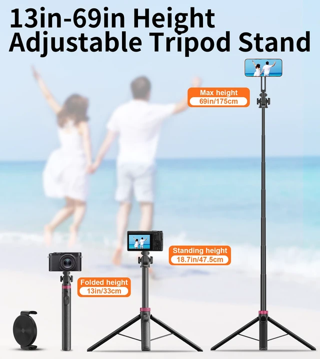 Alt view image 4 of 7 - 69" Magnetic Phone Tripod Stand Selfie Stick with Remote & Phone Mount