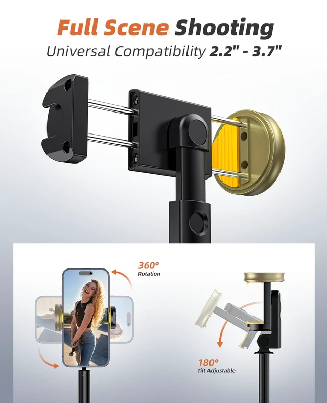 Alt view image 5 of 7 - Tripod for iPhone, Selfie Stick with Remote, Stable & Durable Phone Tripod