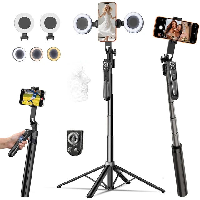 Main image of Auto Face Tracking Tripod for iPhone with Light and Remote Phone Stand