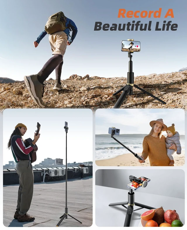 Alt view image 7 of 7 - Tripod for iPhone, Selfie Stick with Remote, Stable & Durable Phone Tripod