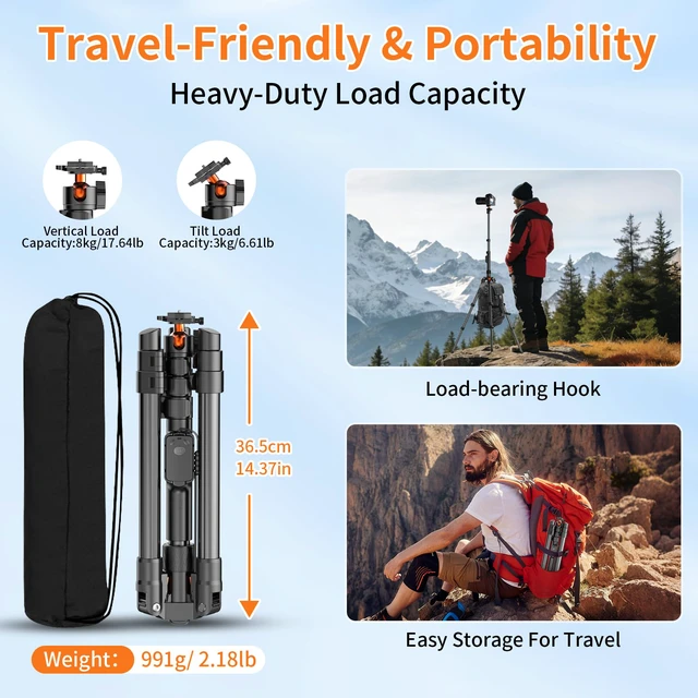 Alt view image 6 of 7 - XXZU 75" Camera Tripod,Aluminum Tripod for Camera Phone/Monopod with Remote