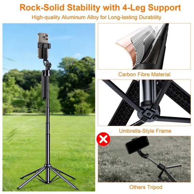 Alt view image 5 of 7 - Auto Face Tracking Tripod for iPhone with Light and Remote Phone Stand