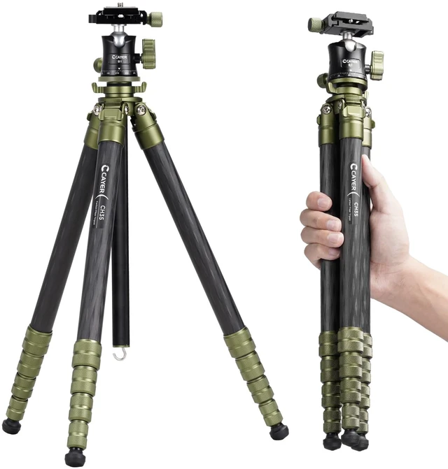 Main image of Cayer CH35 Travel Tripod, 53.6" Carbon Fiber Tube with Compact Ball Head