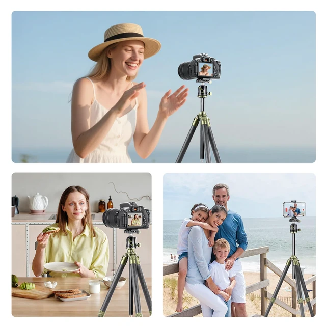 Alt view image 6 of 7 - Cayer CH35 Travel Tripod, 53.6" Carbon Fiber Tube with Compact Ball Head