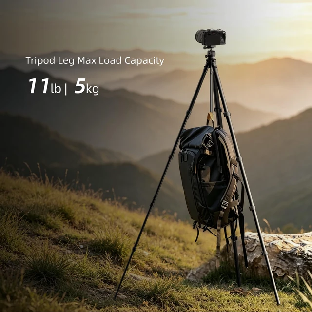 Alt view image 3 of 7 - 72" Travel Tripod for Camera and Phone, Lightweight Aluminum Tripod with Arca Ball Head, Phone Holder, Quick-Release Plate, Wireless Remote & Carry Bag for DSLR Smartphone Video Recording