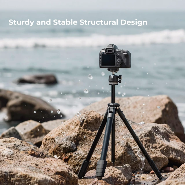 Alt view image 5 of 7 - 72" Travel Tripod for Camera and Phone, Lightweight Aluminum Tripod with Arca Ball Head, Phone Holder, Quick-Release Plate, Wireless Remote & Carry Bag for DSLR Smartphone Video Recording