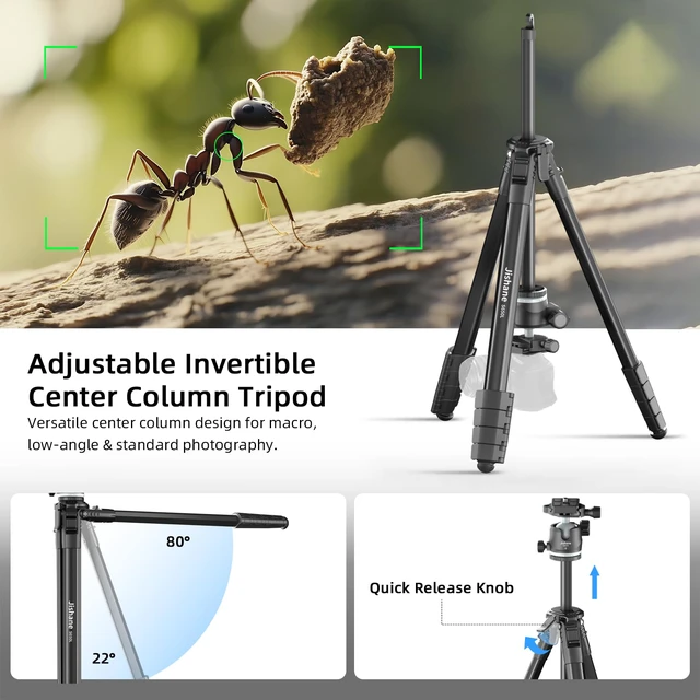 Alt view image 6 of 7 - 72" Travel Tripod for Camera and Phone, Lightweight Aluminum Tripod with Arca Ball Head, Phone Holder, Quick-Release Plate, Wireless Remote & Carry Bag for DSLR Smartphone Video Recording