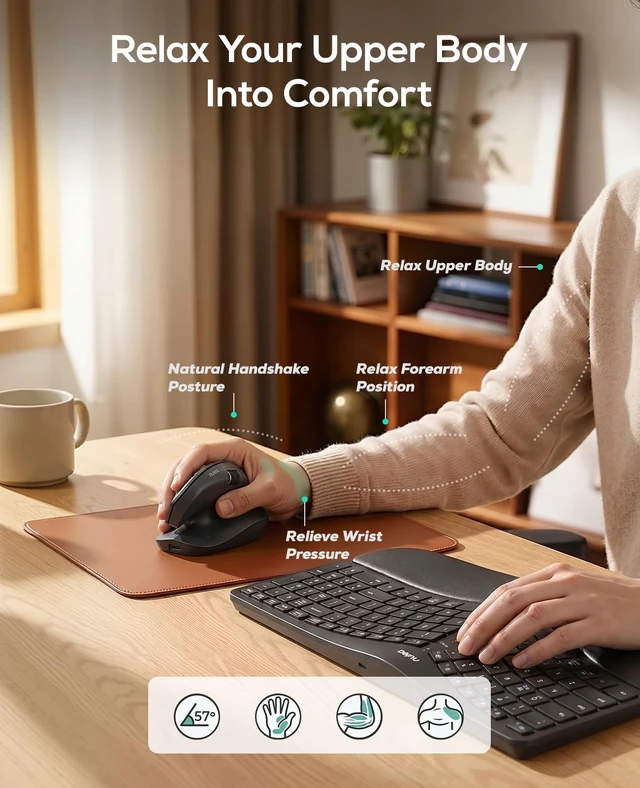 Alt view image 2 of 7 - Nulea Ergonomic Vertical Wireless Mouse with Horizontal Scroll Wheel