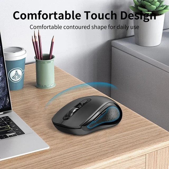 Alt view image 3 of 7 - Wireless Mouse Ergonomic, Silent Computer Mouse with Side Buttons - Black
