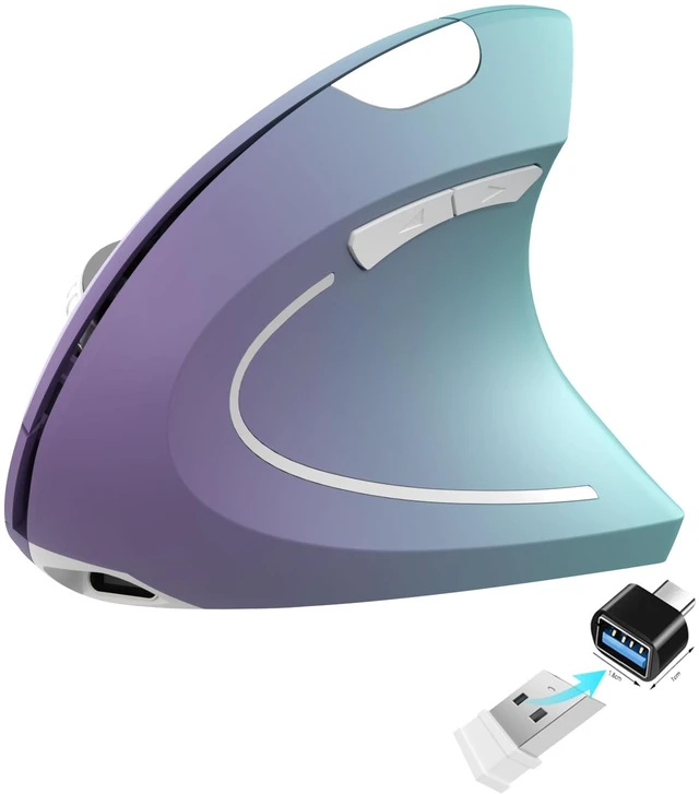 Main image of Vassink Ergonomic Wireless Rechargeable Mouse,USB A+TypeC(2in 1) Connection, 800/1200/1600 DPI, 6 Buttons,2.4GHz Carpal Tunnel Vertical Mice, for Laptop, Desktop,MacBook