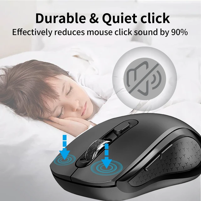 Alt view image 4 of 7 - Wireless Mouse Ergonomic, Silent Computer Mouse with Side Buttons - Black