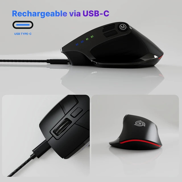 Alt view image 6 of 7 - Wireless Mouse, Bluetooth & 2.4GHz Ergonomic Silent Mouse