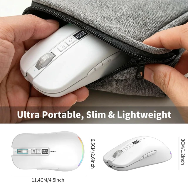Alt view image 4 of 7 - Ai Mouse with Voice Typing,Smart Voice Typing Mouse Multi Language Ai Voice Mouse Ergonomic Wireless BT Mouse 600mAH for Computer,PC,Laptop,2026 Upgraded (White)