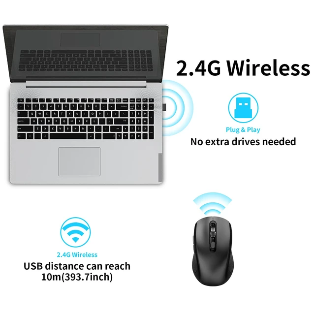 Alt view image 5 of 7 - Wireless Mouse Ergonomic, Silent Computer Mouse with Side Buttons - Black