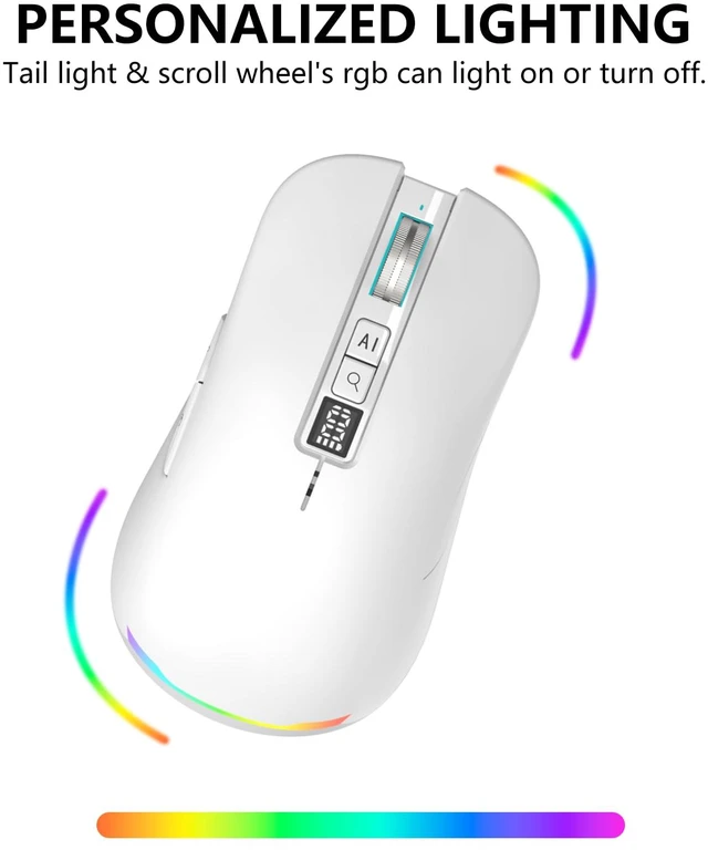 Alt view image 6 of 7 - Ai Mouse with Voice Typing,Smart Voice Typing Mouse Multi Language Ai Voice Mouse Ergonomic Wireless BT Mouse 600mAH for Computer,PC,Laptop,2026 Upgraded (White)