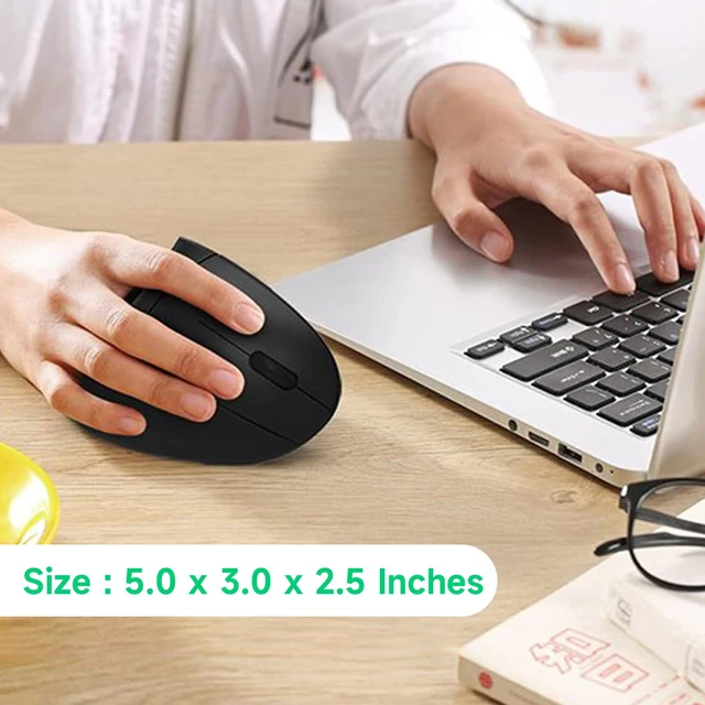 Alt view image 2 of 7 - Ergonomic Vertical Wireless Mouse Stylish Rechargeable 2.4G Optical Mice Cordless Mouse with USB Receiver, 800/1200 /1600 DPI, 5 Buttons for Laptop,PC,Mac,Computer (Black)