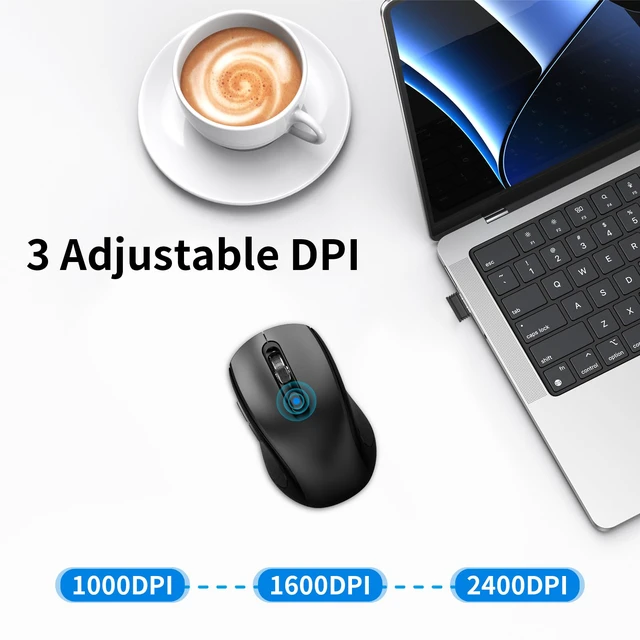 Alt view image 6 of 7 - Wireless Mouse Ergonomic, Silent Computer Mouse with Side Buttons - Black