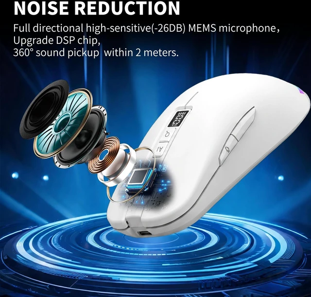 Alt view image 7 of 7 - Ai Mouse with Voice Typing,Smart Voice Typing Mouse Multi Language Ai Voice Mouse Ergonomic Wireless BT Mouse 600mAH for Computer,PC,Laptop,2026 Upgraded (White)