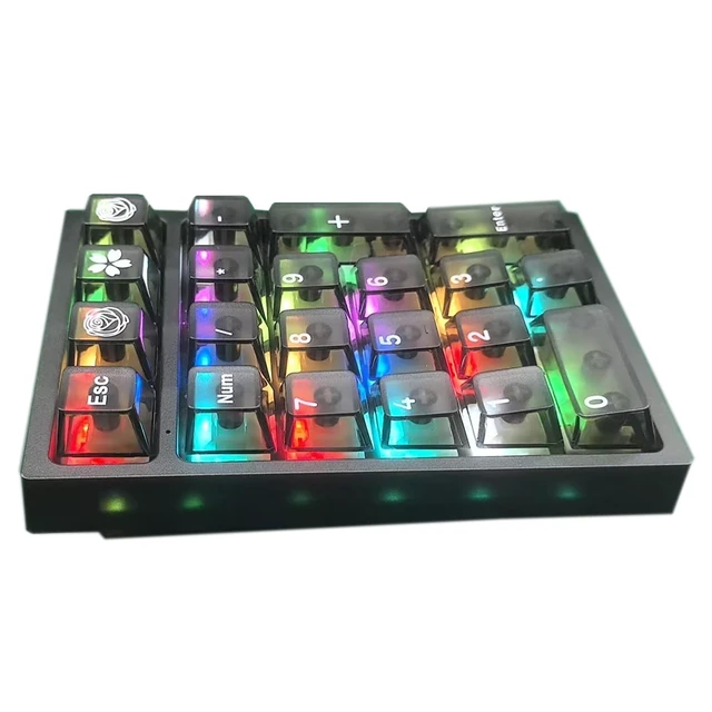 Alt view image 2 of 7 - BOYI TD21 Hot Swappable Numpad,21 Keys Mini Numpad Portable Keypad Bluetooth 5.0/2.4GHz/Wired Number Pad Keyboard PBT Keycaps RGB Backlit Type-C Mini Keyboard(Black Transparent Keycaps)
