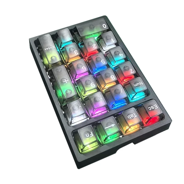 Alt view image 3 of 7 - BOYI TD21 Hot Swappable Numpad,21 Keys Mini Numpad Portable Keypad Bluetooth 5.0/2.4GHz/Wired Number Pad Keyboard PBT Keycaps RGB Backlit Type-C Mini Keyboard(Black Transparent Keycaps)